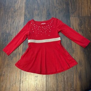Lands' End Toddler 3T Red Crewneck Tee with Red and Gold Sequin Cotton